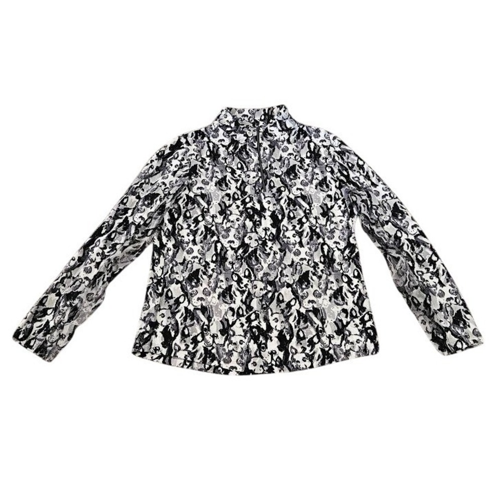 IBKUL Womens Large French Bulldog Print IceFil UPF 50 Quarter Zip Sun Shirt
